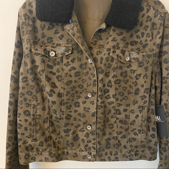 NWT Rock & Republic | Green Leopard Jean Jacket - Picture 3 of 12